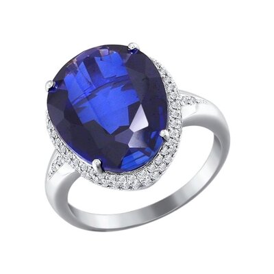 

Кольцо SOKOLOV Diamonds из белого золота с бриллиантами и корундом сапфировым (синт.)