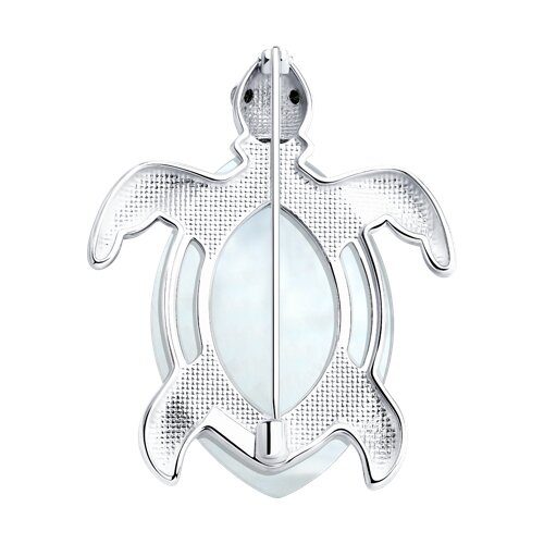 Брошь из серебра с перламутром и фианитами - фото 2