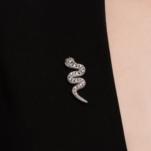 Брошь из серебра с фианитами - фото 3