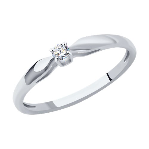 Помолвочное кольцо из белого золота с бриллиантом 1011363 SOKOLOV фото