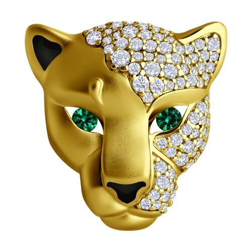 Брошь из золочёного серебра с фианитами и эмалью - фото 1