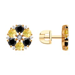 Серьги SOKOLOV Diamonds из комбинированного золота с миксом камней 36500₽