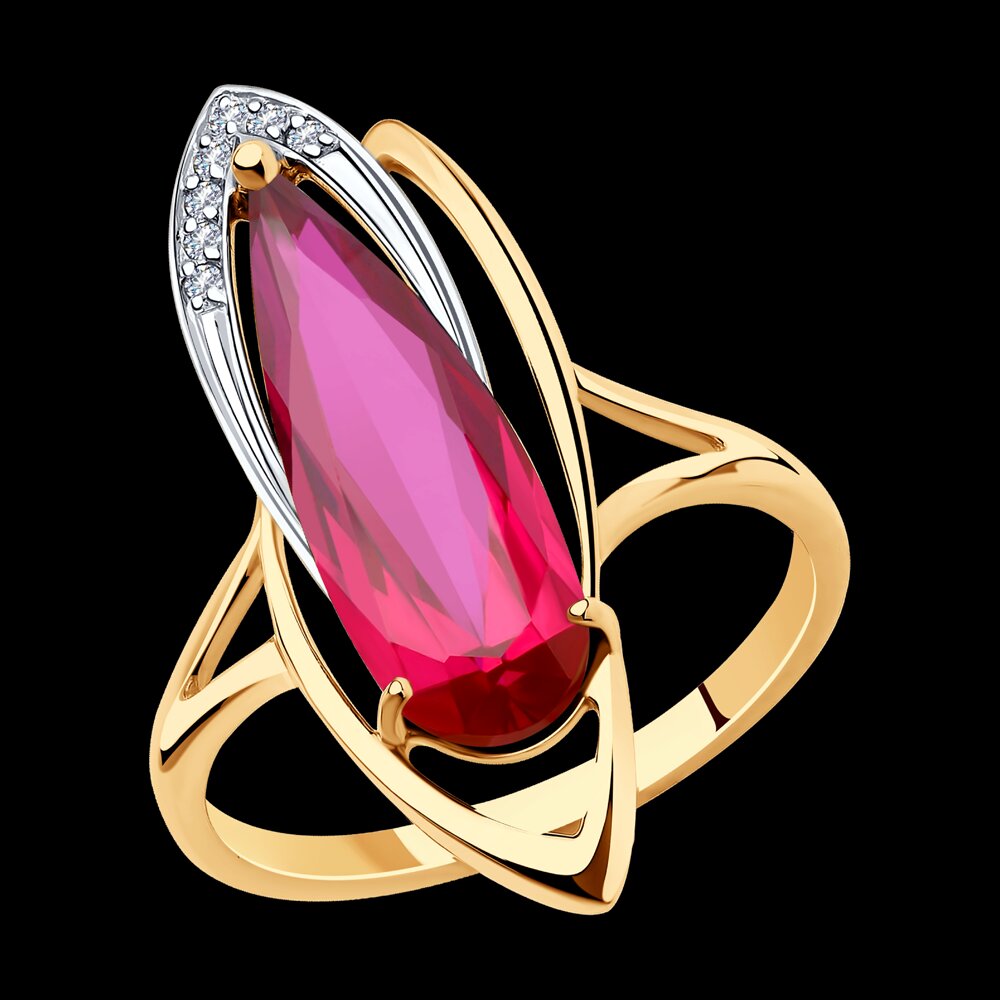 Кольцо SOKOLOV из золота с корундом и фианитами, фото 3