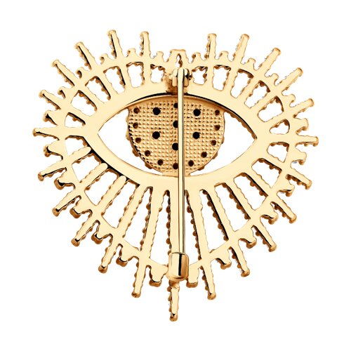 Брошь из золоченого серебра с фианитами - фото 2