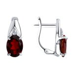 Серьги из серебра с гранатами и фианитами