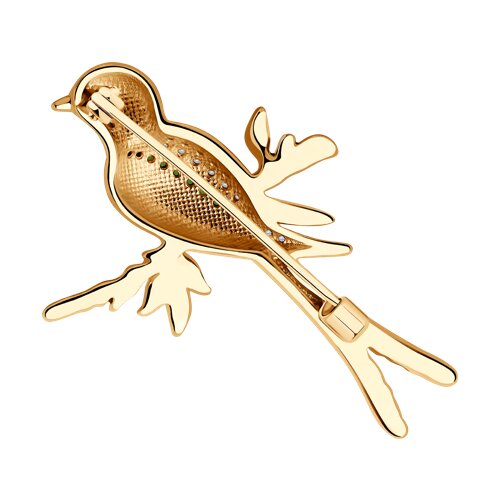 Брошь из золочёного серебра с корундом, фианитами и эмалью - фото 2