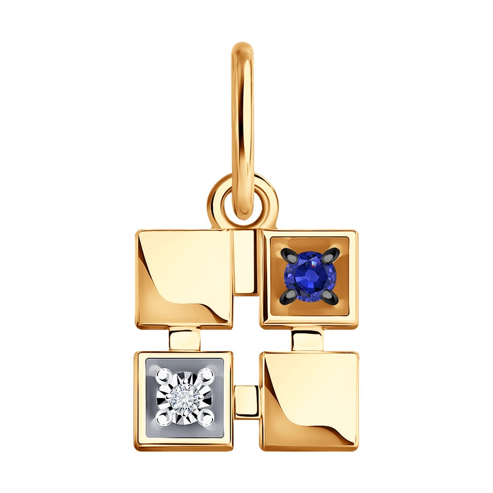 фото Подвеска sokolov diamonds из комбинированного золота с бриллиантом и сапфиром