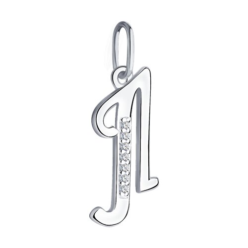 Подвеска-буква из серебра с фианитами - фото 2