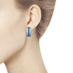 Серьги из серебра с эмалью и фианитами