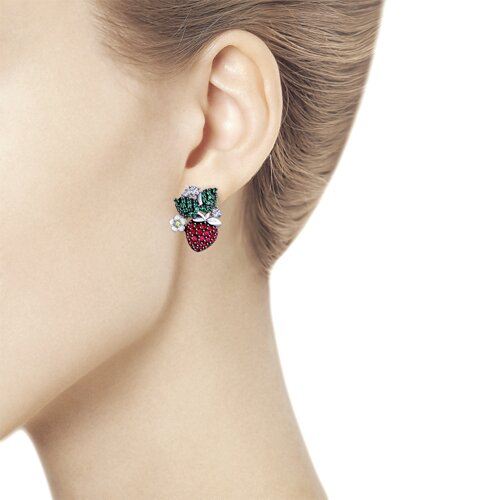 Серьги из серебра «Земляника»