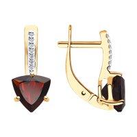 Серьги из золота с гранатами и фианитами