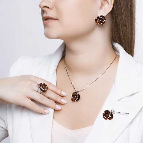 Брошь из серебра с жемчугом и эмалью - фото 4