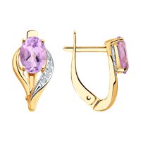 Серьги из золота с аметистами и фианитами