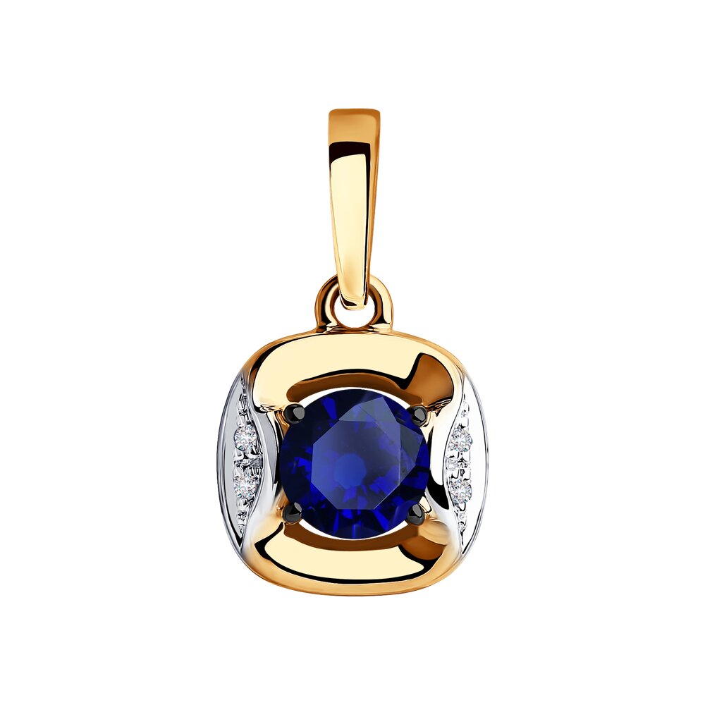 фото Подвеска sokolov diamonds из золота с бриллиантами и синим корунд (синт.)
