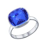 Кольцо из серебра с синим кристаллом swarovski