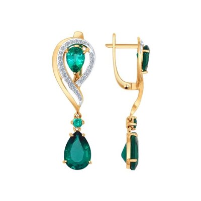 

Серьги длинные SOKOLOV Diamonds из золота с бриллиантами и гидротермальными изумрудами