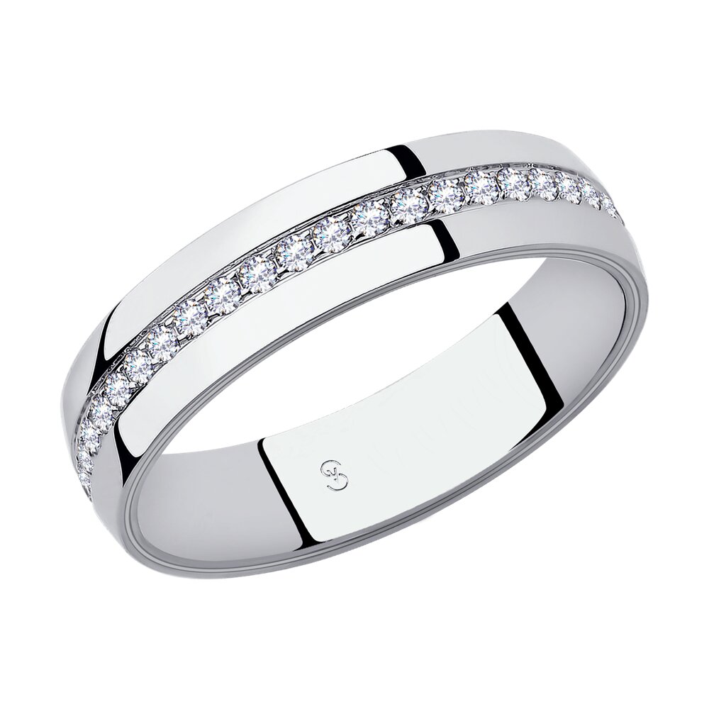 Обручальное кольцо SOKOLOV из белого золота с фианитами