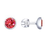 Серьги из серебра с розовыми кристаллами Swarovski