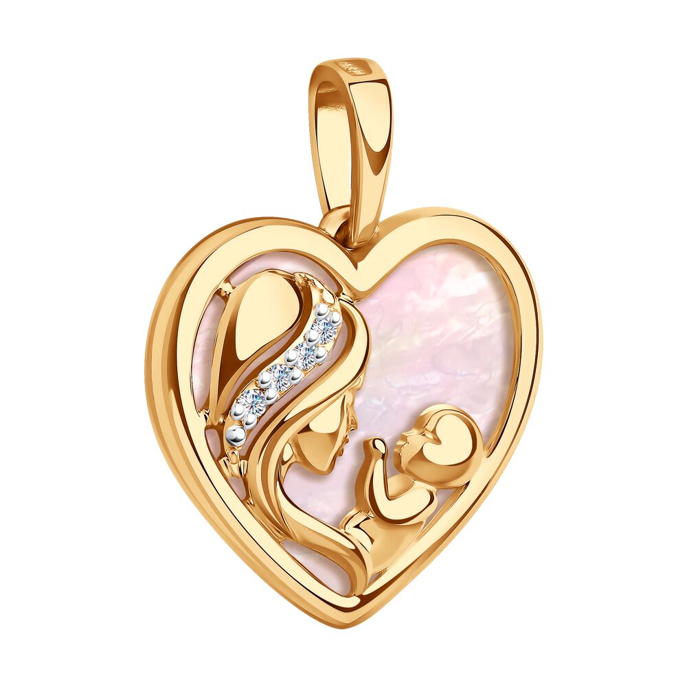 фото Подвеска «мать и дитя» sokolov diamonds из золота с бриллиантами и розовым перламутром