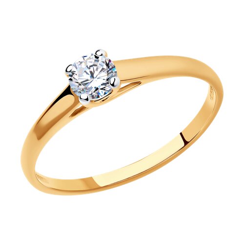 Кольцо из золочёного серебра с фианитом - фото 1