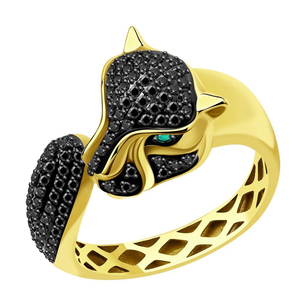 Кольцо SOKOLOV из желтого золота с бриллиантами и изумрудами