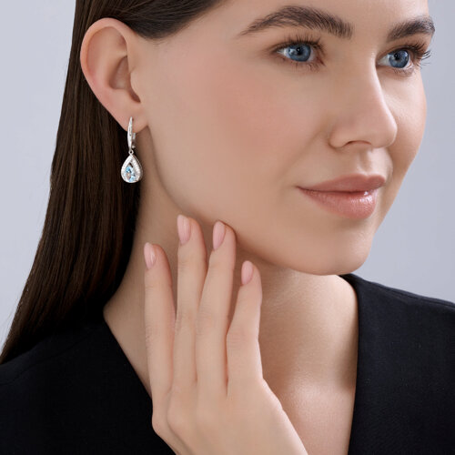 Серьги из серебра с топазами и фианитами - фото 4