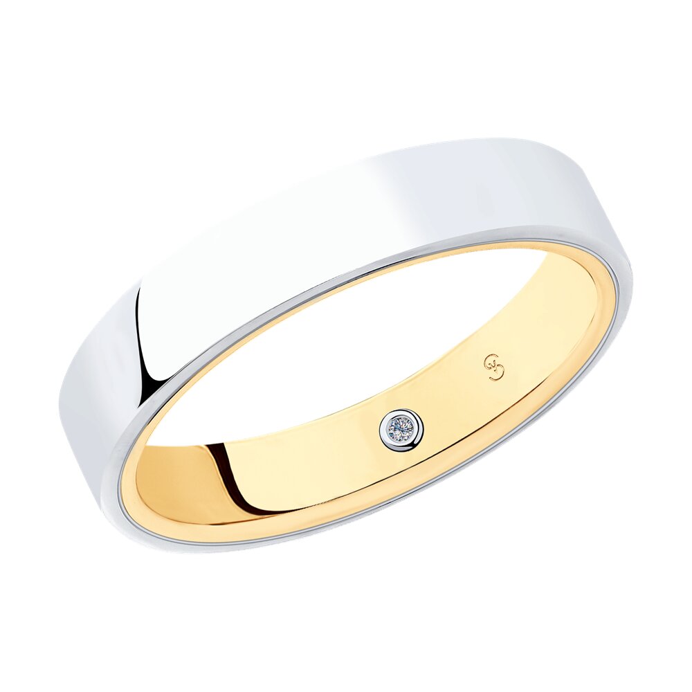 Обручальное кольцо SOKOLOV Diamonds из комбинированного золота с бриллиантом