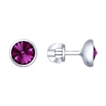 Серьги-пусеты из серебра с кристаллами Swarovski