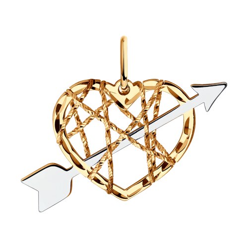 Подвеска "Сердце" из золота с алмазной гранью