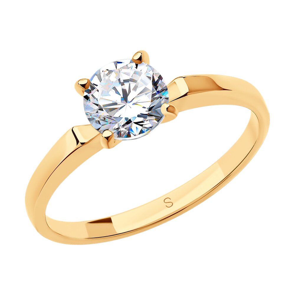 фото Узкое помолвочное кольцо sokolov из золота с фианитом