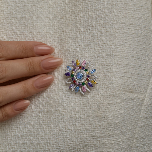 Брошь из серебра с фианитами - фото 3