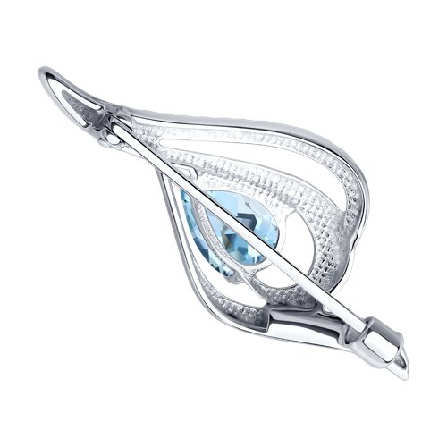 Брошь из серебра с топазом и фианитами - фото 2