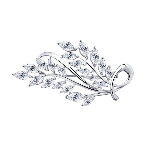 Брошь из серебра с фианитами - фото 1