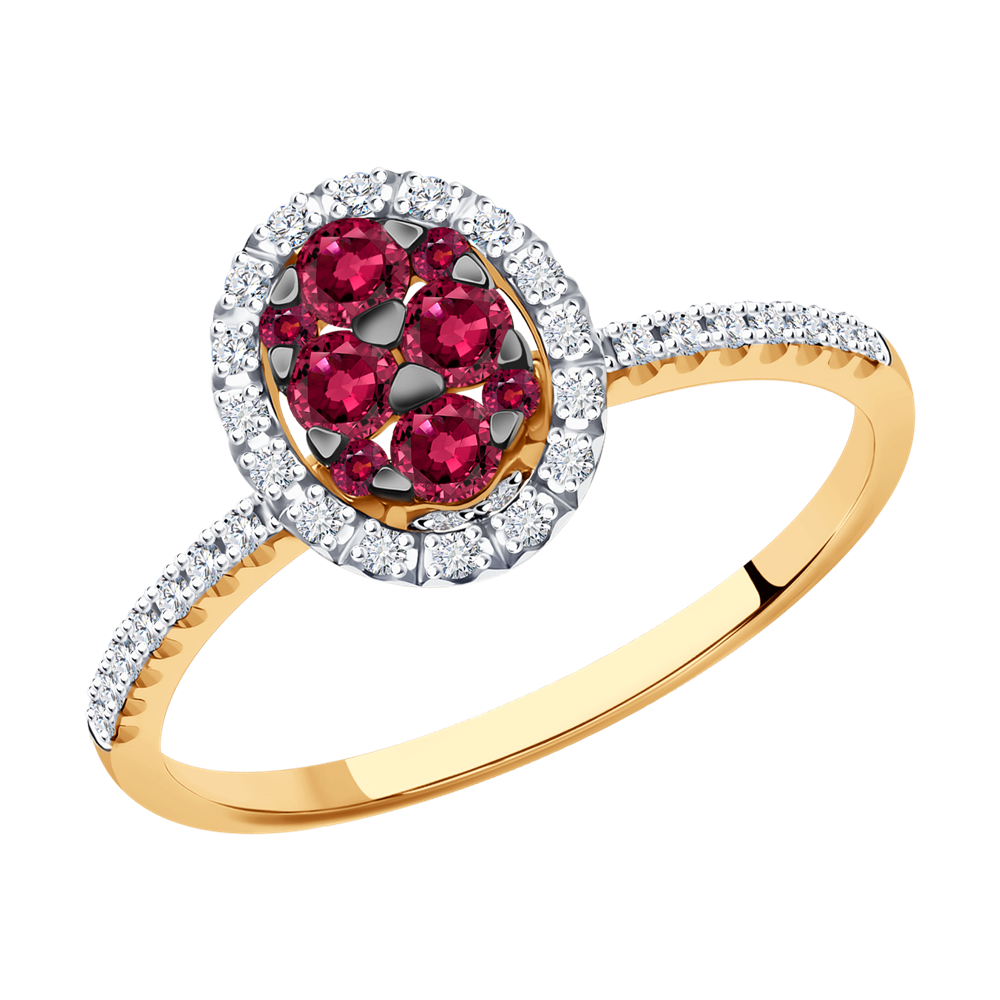 фото Кольцо sokolov diamonds из золота с бриллиантами и рубинами