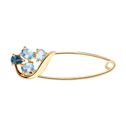 Брошь SOKOLOV из золота с голубыми и синим топазами 8250₽