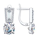 Серьги из серебра с фианитами