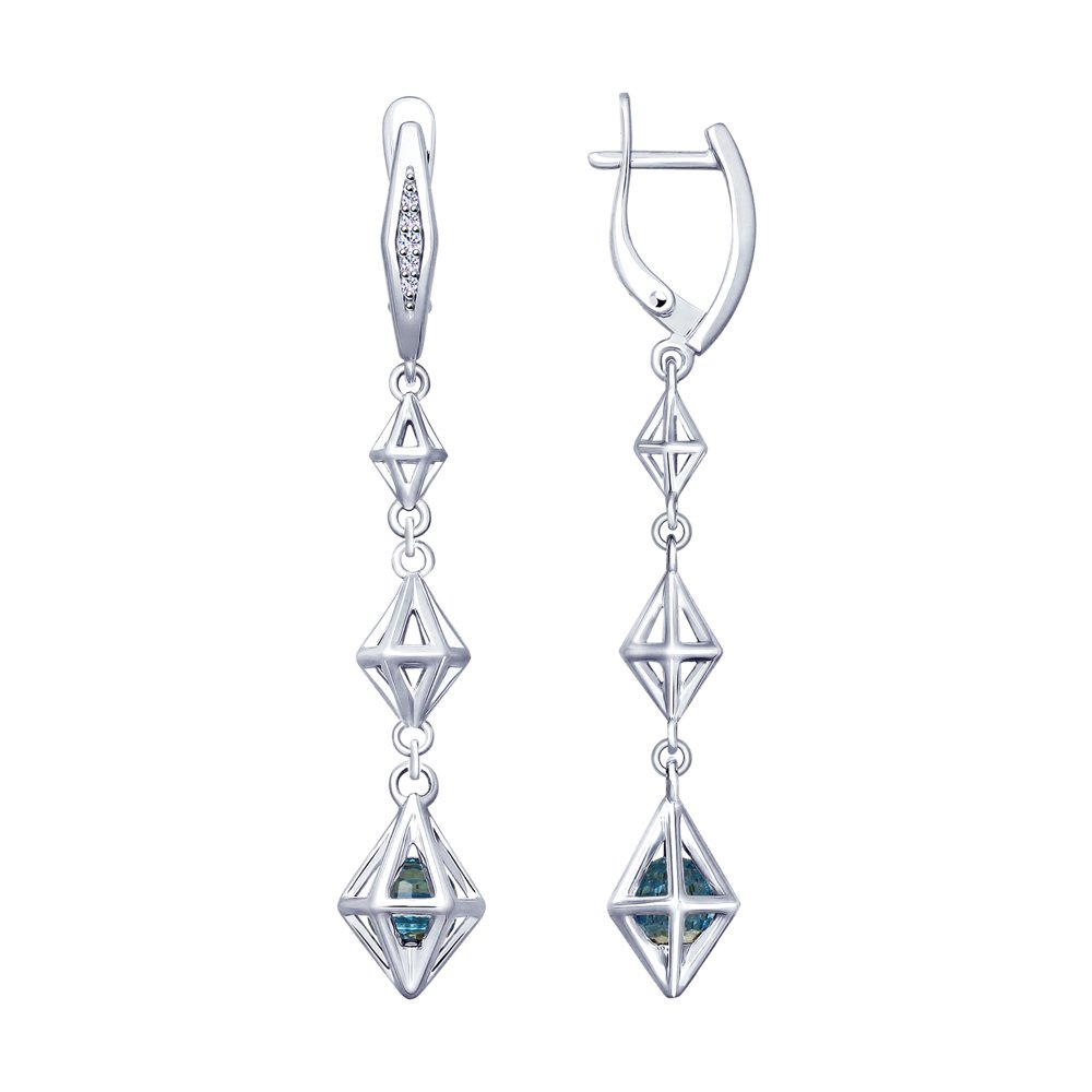 

Серьги SOKOLOV из серебра с голубыми кристаллами Swarovski и фианитами
