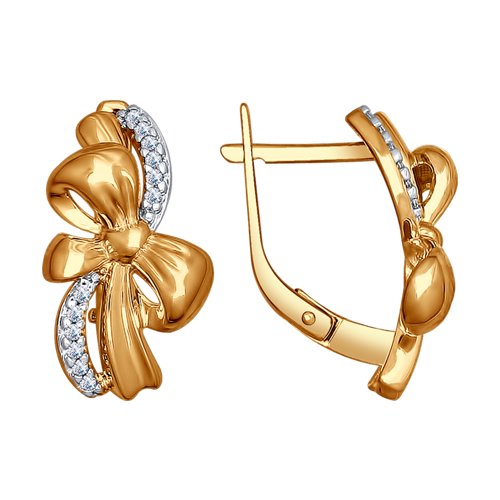 Серьги из золочёного серебра с фианитами