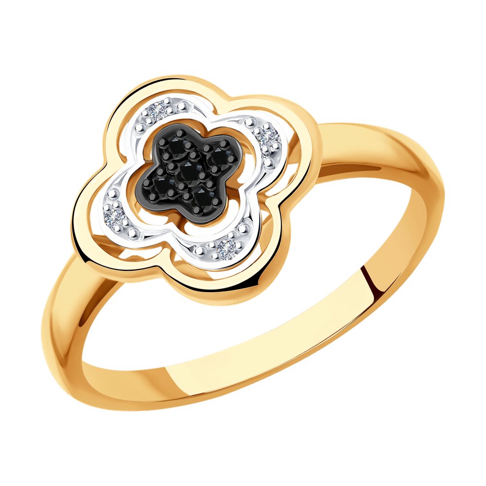 Кольцо SOKOLOV из золота с бесцветными и чёрными бриллиантами