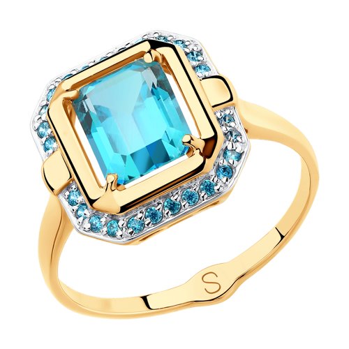 Кольцо из золота с топазами Swarovski и фианитами
