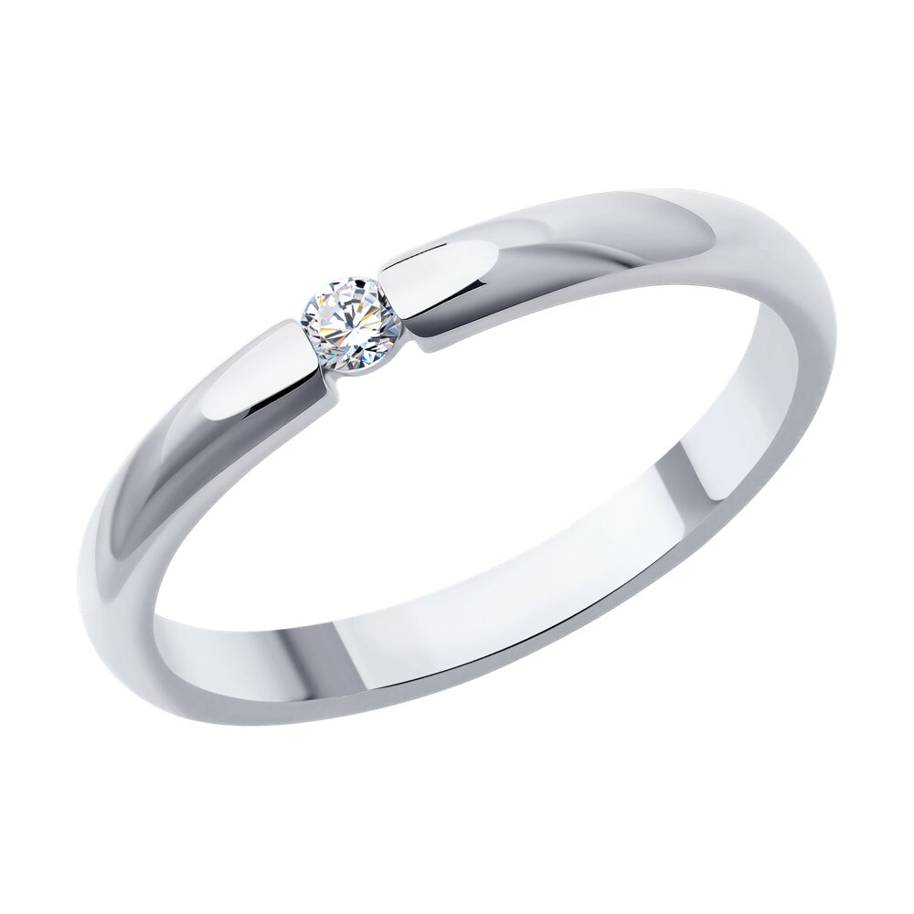 Обручальное кольцо SOKOLOV Diamonds из белого золота с бриллиантом