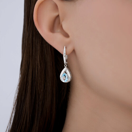 Серьги из серебра с топазами и фианитами - фото 3