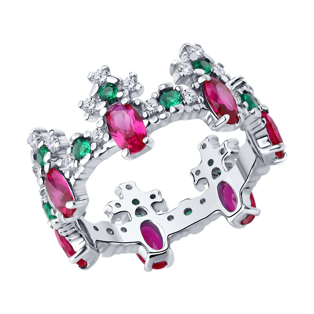 Кольцо SOKOLOV из серебра с корундами и фианитами