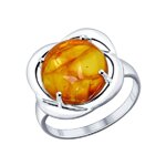 Кольцо из серебра с коричневым янтарём (пресс.)