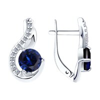 Серьги из серебра с корундами и фианитами