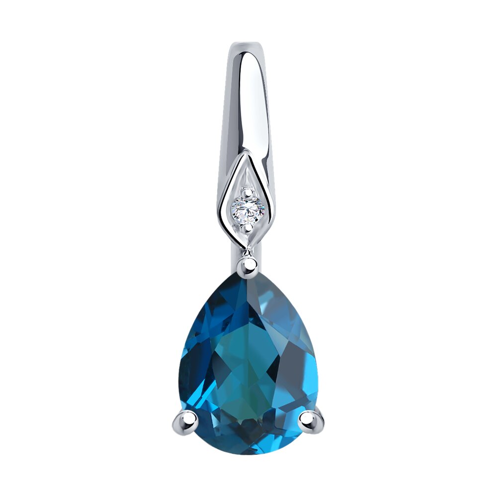 

Подвеска SOKOLOV Diamonds из белого золота с бриллиантом и лондон топазом