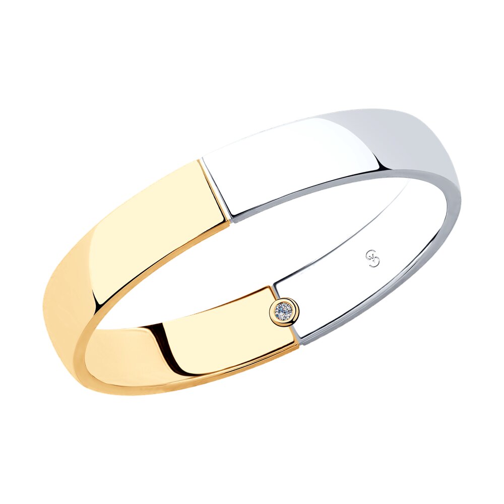 Обручальное кольцо SOKOLOV Diamonds из комбинированного золота с бриллиантами, comfort fit