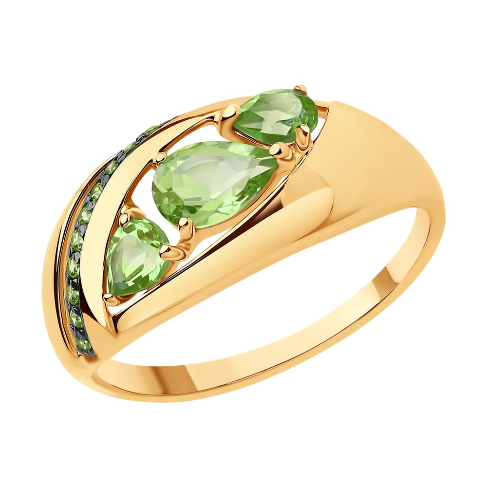 

Кольцо SOKOLOV из золота с хризолитами и зелеными фианитами