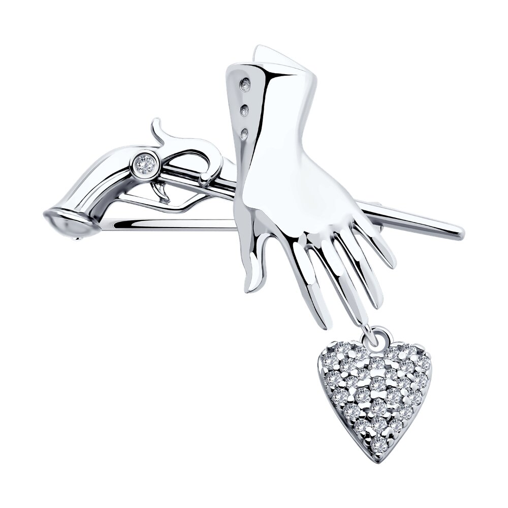 Брошь SOKOLOV из серебра с фианитами