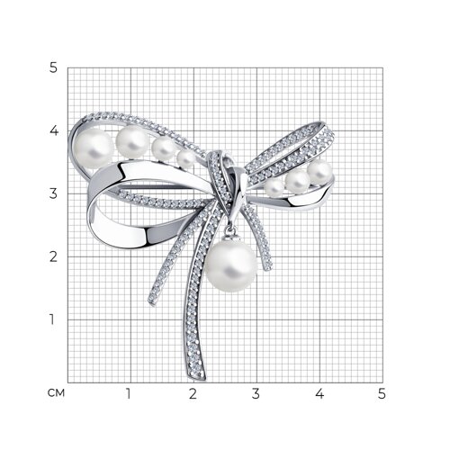 Брошь из серебра с жемчугом и фианитами - фото 4